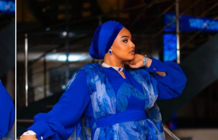 Faynara dazzles in blue dress at her wedding