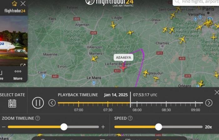 Why did an airliner make a U-turn over Orne and Sarthe this Tuesday morning?