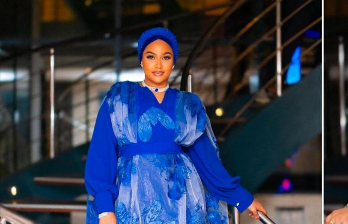 Faynara dazzles in blue dress at her wedding