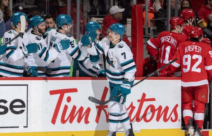 Sharks end Red Wings streak