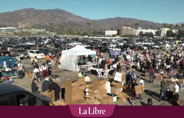 Los Angeles: after the fires, donation centers submerged