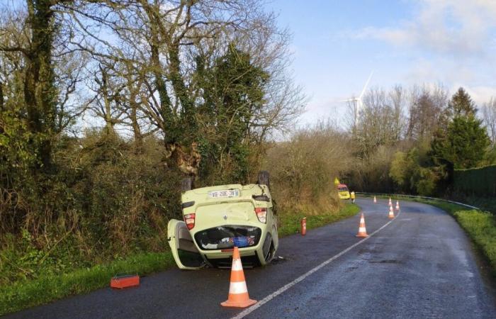 a driver slightly injured after several rollovers