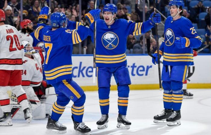 NHL: The Sabers beat the Hurricanes 4-2. Ryan McLeod gets a weird hat trick