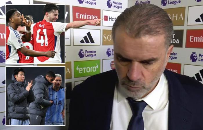 Postecoglou warned of Tottenham ‘unrest’ after ‘unacceptable’ loss as Declan Rice claims Arsenal could have scored TEN