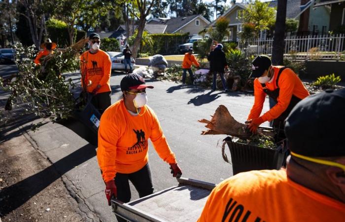 Fires in Los Angeles | Volunteers clean streets littered with charred debris