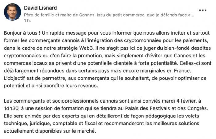 Cryptocurrencies in France: The Mayor of Cannes wants to train merchants in crypto payment