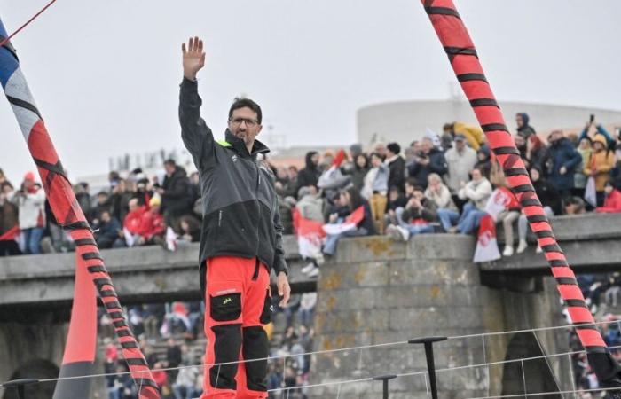 Yoann Richomme finishes second in the Vendée Globe after arriving in Les Sables-d'Olonne on Wednesday January 15