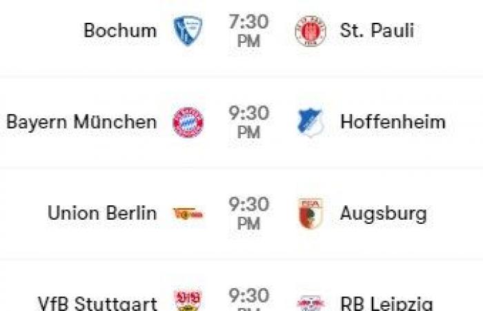 Schedule of matches for today, Wednesday, in the German League