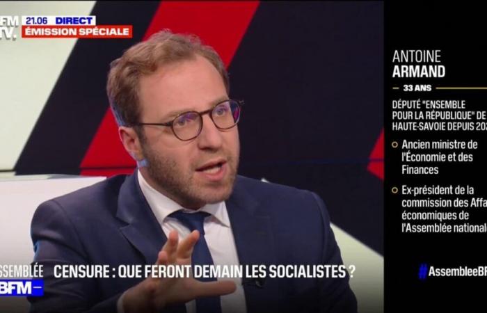 For Antoine Armand (Ensemble), “it is not too late” to avoid censorship from the Socialist Party