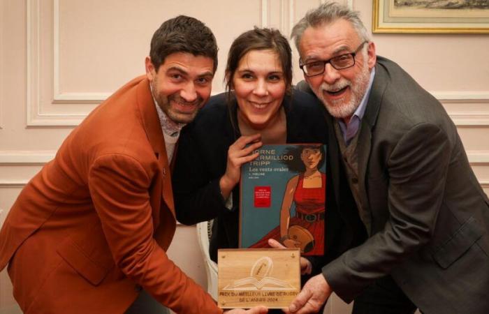 The comic strip “Les vents ovales” winner of the rugby book of the year award