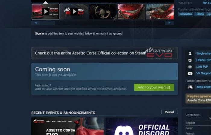 Assetto Corsa EVO release time seemingly confirmed on Steam