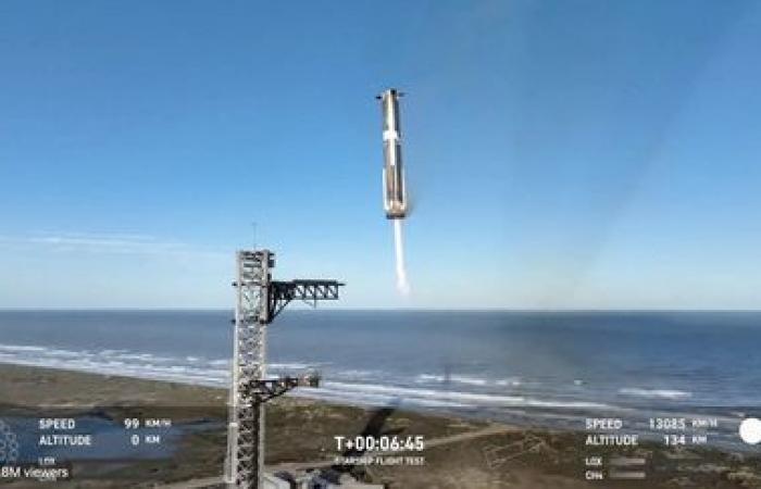 SpaceX manages to catch up with the first stage of its Starship megarocket for the second time after a flight