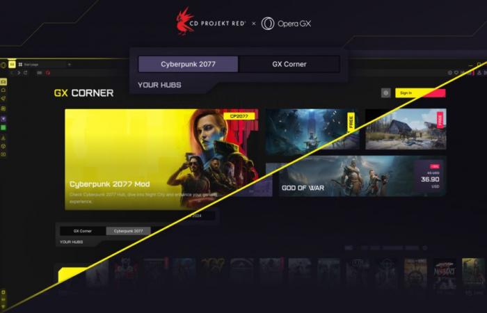 The Opera GX browser takes on the colors of Cyberpunk 2077