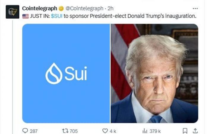 Donald Trump 47th US president: crypto sponsors will be present at his inauguration (SOL, SUI, Coinbase, Gemini, etc.)