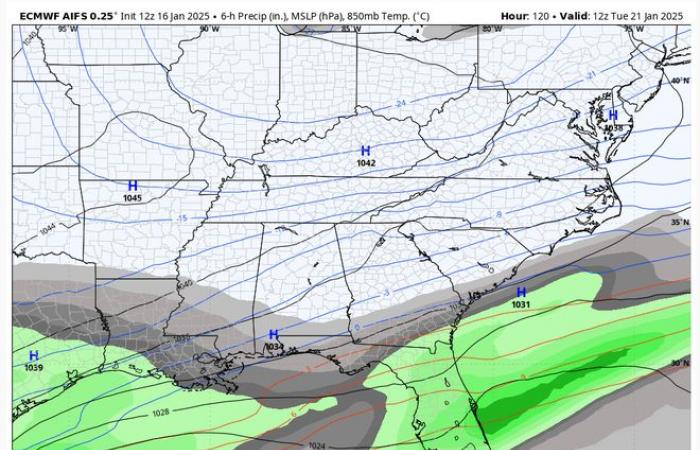 will it snow in New Orleans how cold will it get wintry mix ice