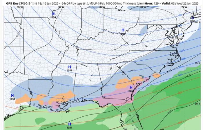 will it snow in New Orleans how cold will it get wintry mix ice