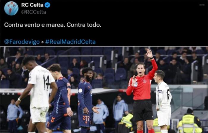 Celta’s ironic tweet the day after the Bernabéu… and the protest of the supporters’ clubs over the refereeing