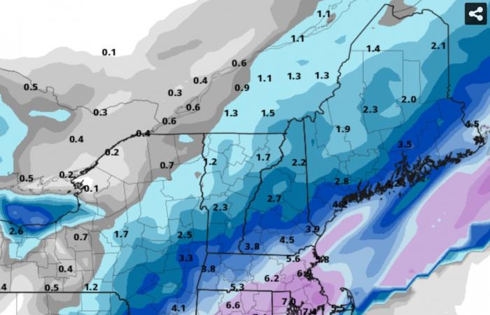 New England snowstorm forecast to dump a few inches to half a foot