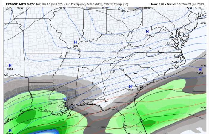 will it snow in New Orleans how cold will it get wintry mix ice