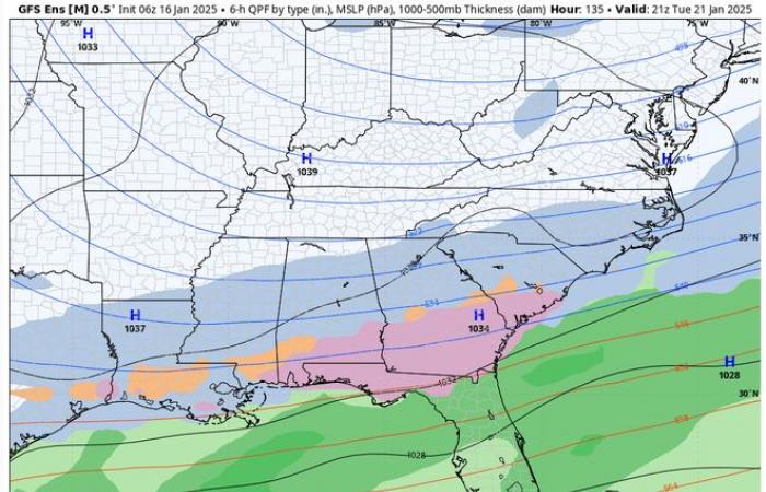 will it snow in New Orleans how cold will it get wintry mix ice