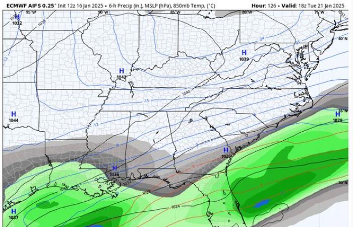 will it snow in New Orleans how cold will it get wintry mix ice