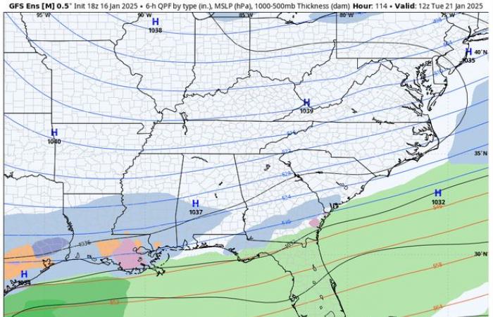 will it snow in New Orleans how cold will it get wintry mix ice