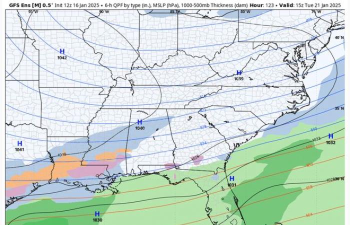 will it snow in New Orleans how cold will it get wintry mix ice