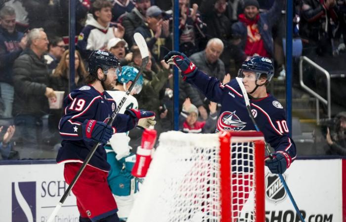 The Blue Jackets beat the Sharks for a sixth consecutive victory in the NHL