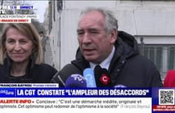 Prime Minister François Bayrou speaks after his meeting with social partners