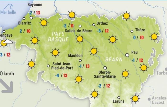 Weather forecast for this Saturday, January 18 in Pau, Béarn and the Basque Country: frost and sun