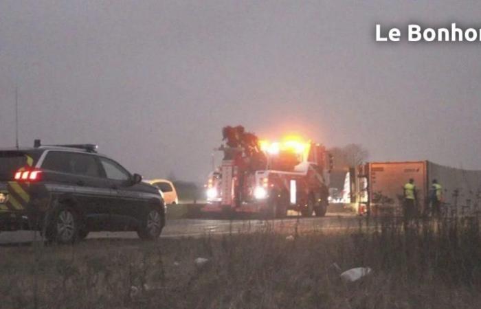 In the Oise, a truck lies down on the RN 31 near Beauvais