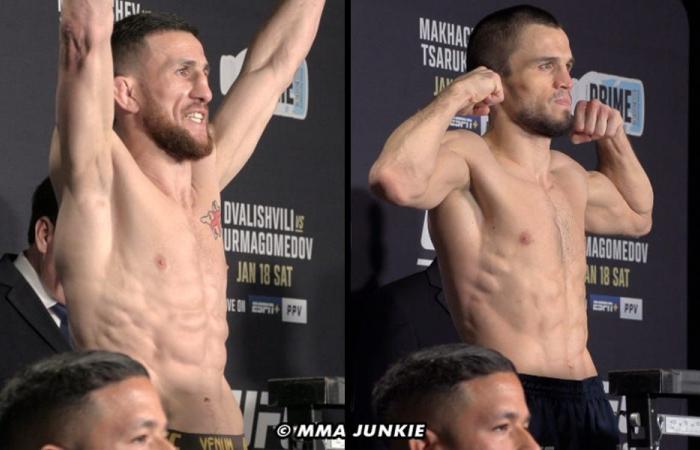 UFC 311 weigh-in video: Merab Dvalishvili vs. Umar Nurmagomedov title grudge match official