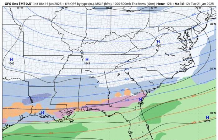 will it snow in New Orleans how cold will it get wintry mix ice