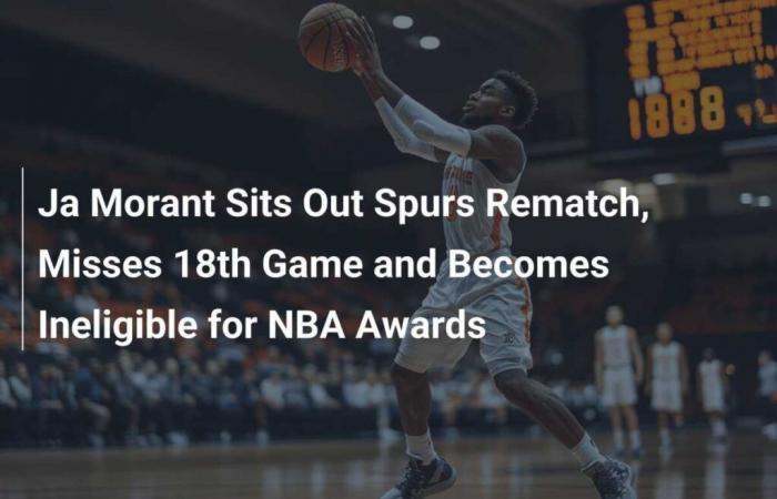 Ja Morant does not play in the return game against the Spurs, absent for the 18th time and ineligible for NBA awards