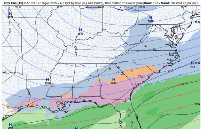 will it snow in New Orleans how cold will it get wintry mix ice