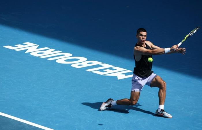 Alcaraz’s backhand lob at the end of the race against Borges