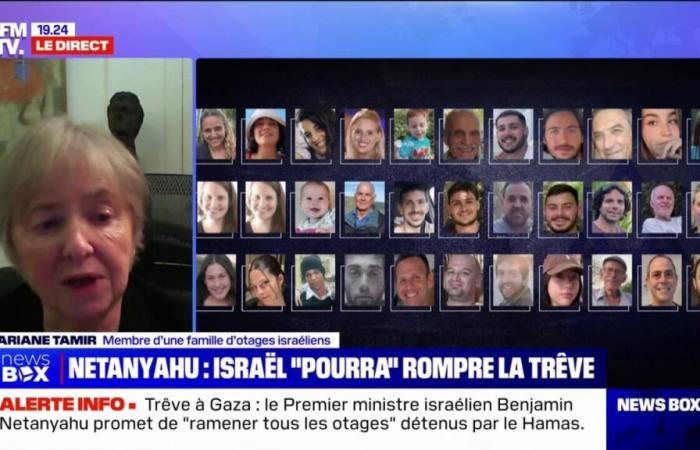 Ariane Tamir, member of a family of Israeli hostages, speaks a few hours before the start of the truce and the return of the first 33 hostages