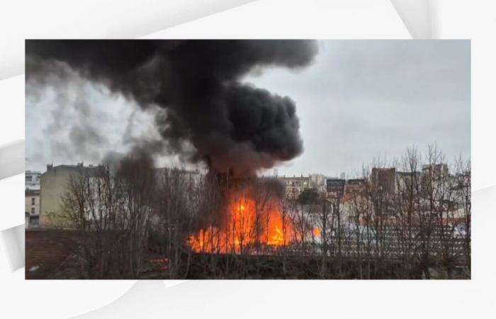 a major fire in a warehouse, a security perimeter set up