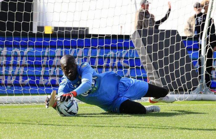 Laval stadium. The impressive image which led to the exit, due to injury, of Mamadou Samassa