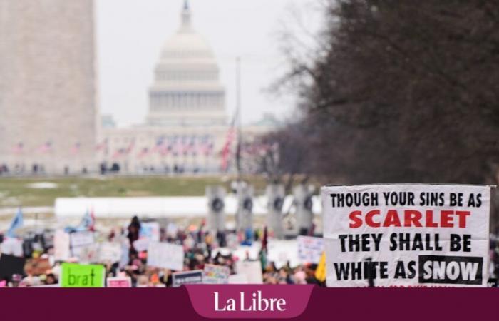 Thousands of demonstrators against Donald Trump in the streets of Washington