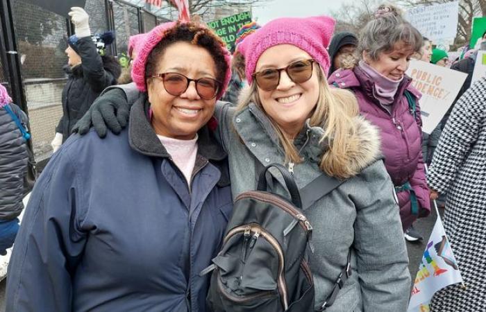 at the “People’s March” in Washington, tired but combative anti-Trump Americans