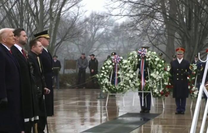 Trump lays wreaths at the Tomb of the Unknown Soldier on eve of inauguration