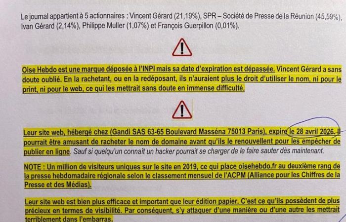 The secret note from the black cabinet of the president of the departmental council to sink Oise Hebdo