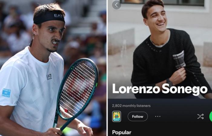 Italian tennis player Lorenzo Sonego becomes first player to reach quarter final and have one million Spotify listeners