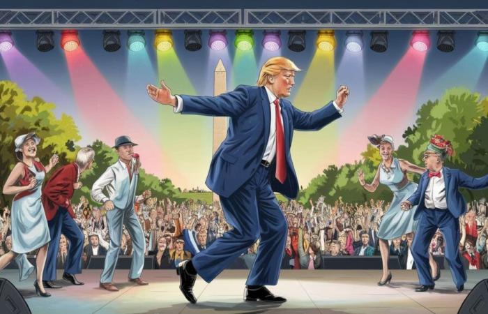 Donald Trump dances on YMCA with the Village People before his inauguration