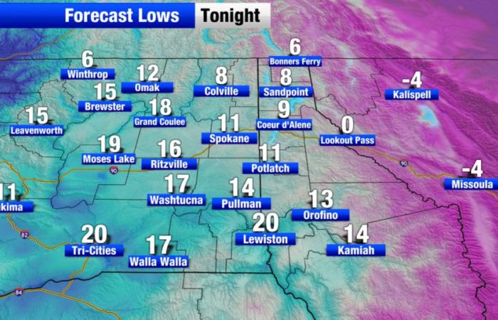 The coldest temperatures of this cold burst are arriving tonight for Spokane | Weather