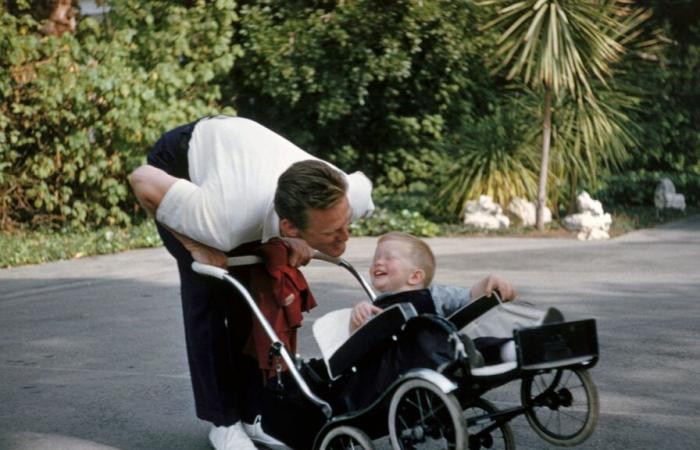 Kirk Douglas at his home in Beverly Hills, in some vintage photos