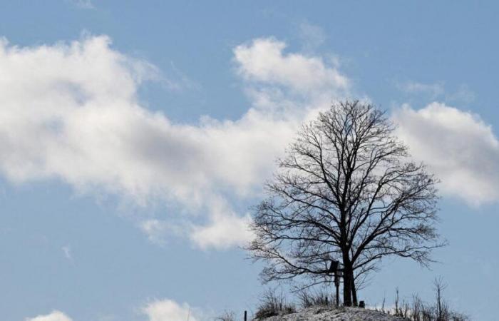 a cloudy sky in the west while the sun dominates in the east