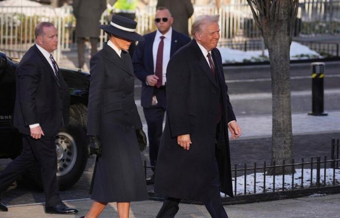 Melania Trump wears navy coat and hat for Inauguration Day church visit