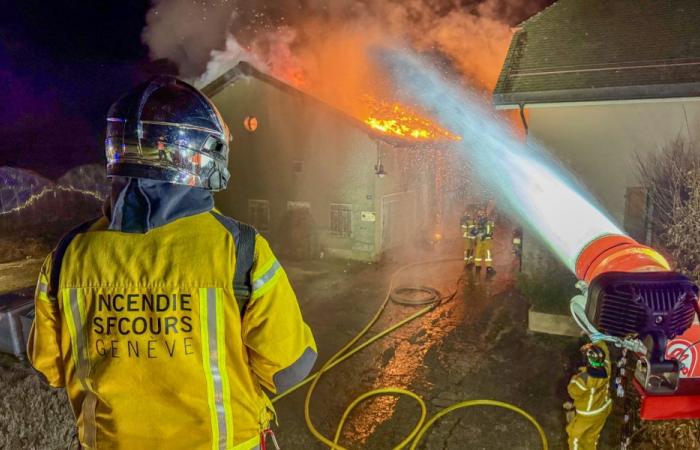 A studio completely destroyed in a fire in Plan-les-Ouates